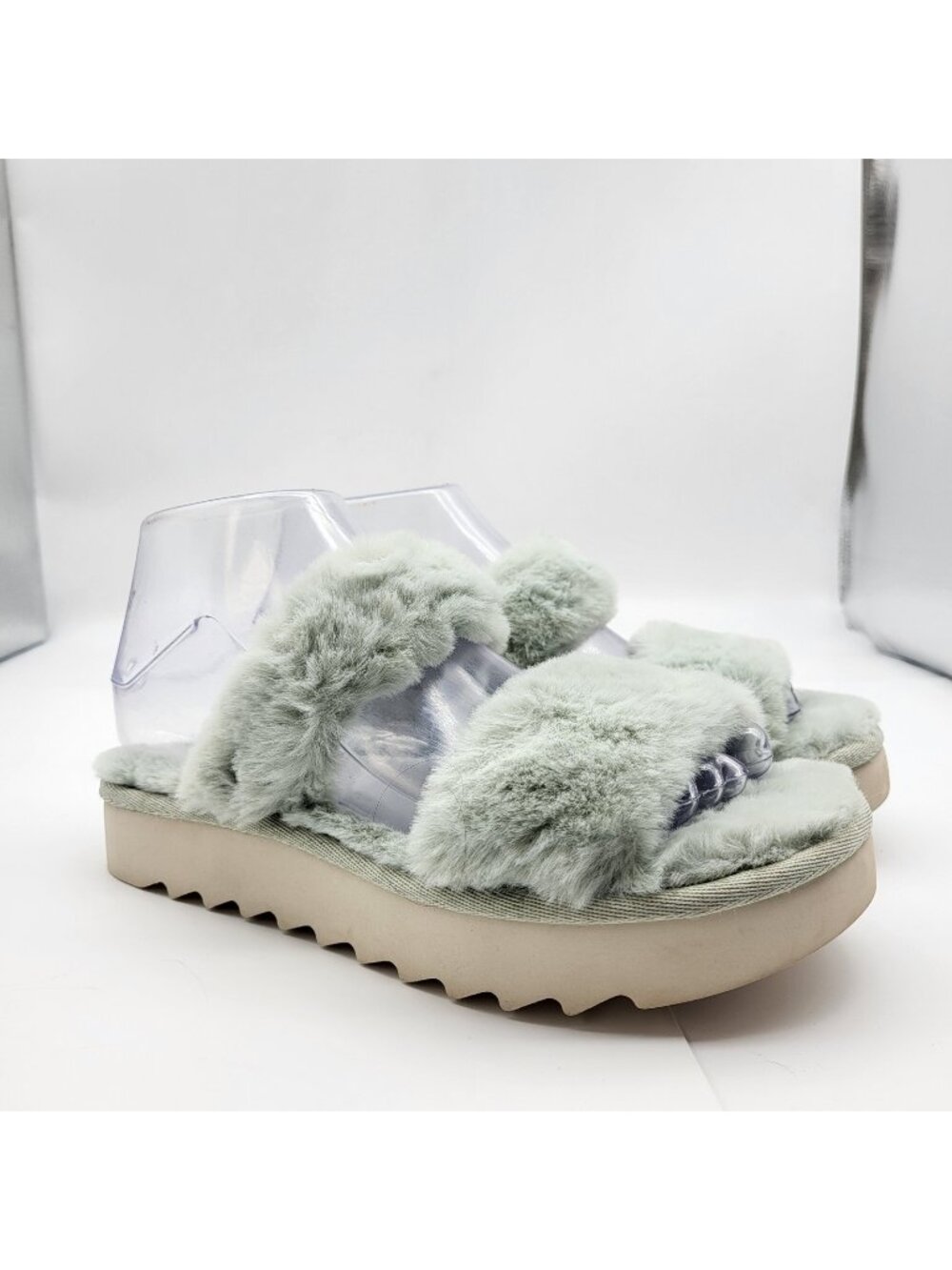 Koolaburra by Ugg Fuzz On Faux Fur Slide Sandals Womens Size 5 platform festival